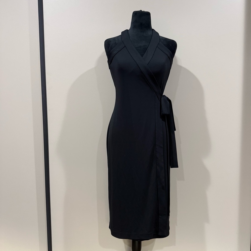 Ann Taylor Black Halter Wrap Midi Dress